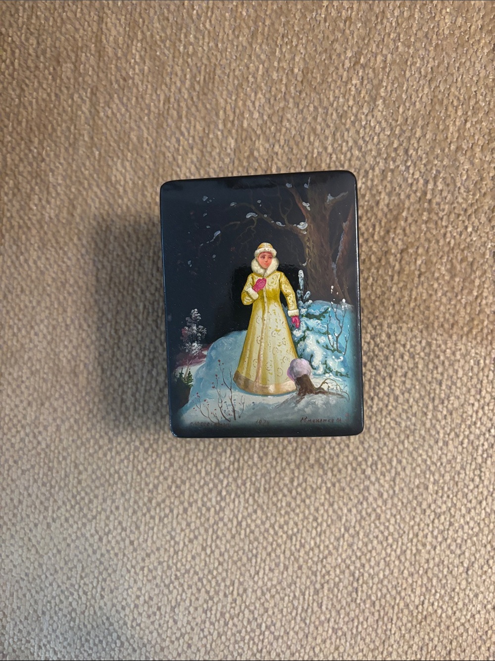 Russian Hand-Painted Lacquer  Box with Snow Queen